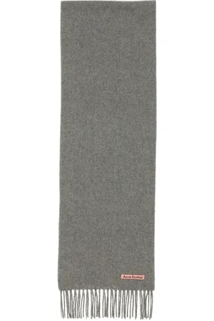 Acne Studios Akcesoria, unisex, Szary, ONE SIZE, Szary Wełniany Szal z Frędzlami