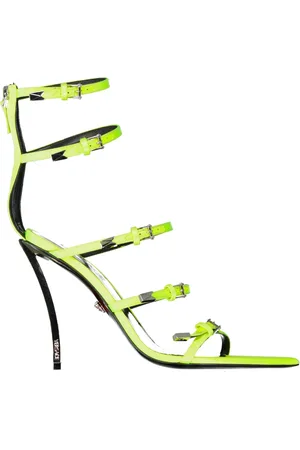 VERSACE Buty, Kobieta, Zielony, 36 EU, Żółte Sandały Z Punktowym Nosem Sprzączką