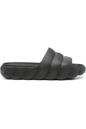 Moncler Buty, Kobieta, Czarny, 38 EU, Czarne płaskie gumowe sandały z logo