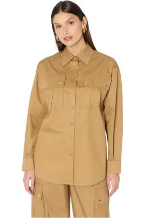 Berenice Bluzki, Kobieta, brązowy, XS, Clota Koszula w kolorze camel z prostym krojem z popeliny