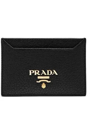 Prada Akcesoria, Kobieta, Czarny, ONE SIZE, Logo Skórzany Portfelik
