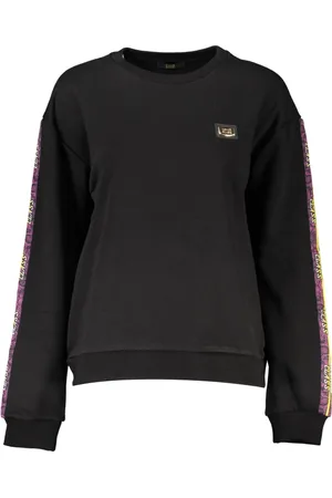 Roberto Cavalli Bluzy, Kobieta, Czarny, XL, Bawełna, Elegancki ozdobiony sweter z długim rękawem