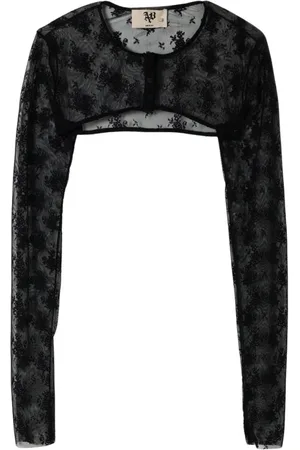 ANIYE BY Koszulki, Kobieta, Czarny, L, Elegancki Czarny Top z Falbankami