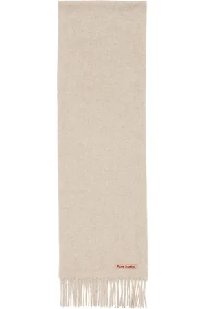 Acne Studios Akcesoria, unisex, Beżowy, ONE SIZE, Wełna, Beżowy Szal z Wełny z Frędzlami
