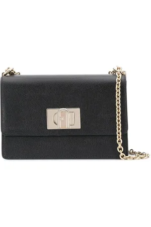 Furla Torebki, Kobieta, Czarny, ONE SIZE, Czarna skórzana torba na ramię Bakare