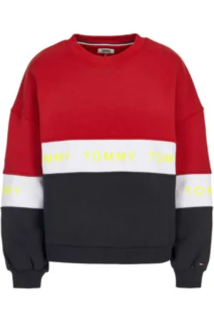Tommy Hilfiger Bluzy, Kobieta, Wielobarwność, S, Stylowy Jeansy Pullover Sweter