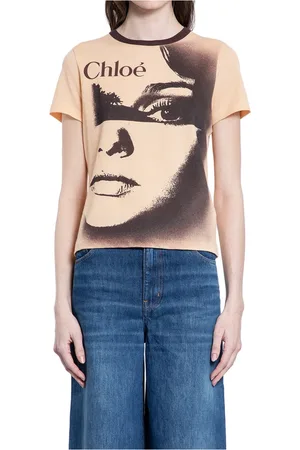 Chloé Koszulki, Kobieta, Pomarańczowy, M, Nylon, Runway Style Graficzny T-shirt z nadrukiem logo