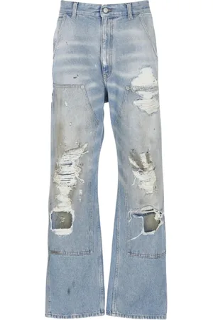 Maison Margiela Jeansy, Kobieta, Niebieski, W27, Niebieskie Rozdarte Jeansyy