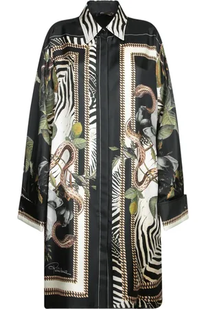 Roberto Cavalli Sukienki, Kobieta, Czarny, S, Czarna Jedwabna Koszula Stylowa
