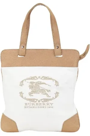 Burberry Pre-owned, Kobieta, Biały, ONE SIZE, Skóra, Pre-owned Canvas totes