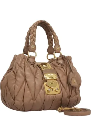 Miu Miu Pre-owned, Kobieta, Beżowy, ONE SIZE, Skóra, Pre-owned Skórzane torebki