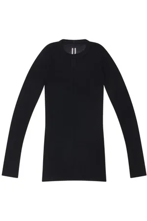 Rick Owens Koszulki, Mężczyzna, Czarny, L, Czarne T-shirty i Pola Rib Jersey