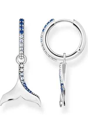 Thomas Sabo Akcesoria, Kobieta, Szary, ONE SIZE, Kolczyki Para Koła Ogonowa płetwa srebro, niebieski Cr 687-644-1