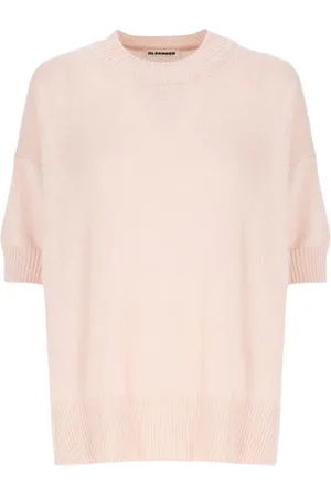 Jil Sander Swetry, Kobieta, Różowy, L, Kaszmir, Różowy Sweter z Warkoczami