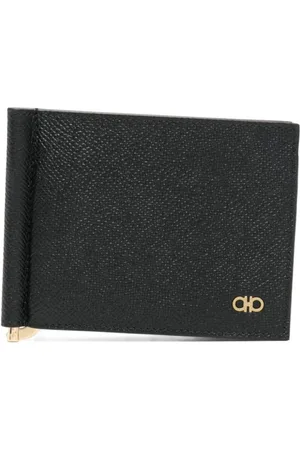 Salvatore Ferragamo Akcesoria, Mężczyzna, Czarny, ONE SIZE, Czarna skórzana portmonetka Bi-Fold Gancini