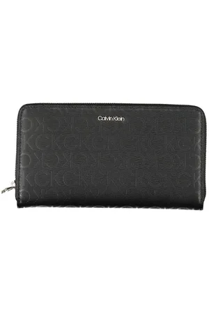 Calvin Klein Akcesoria, Kobieta, Czarny, ONE SIZE, Poliester, Elegancki Portfel Designer z Ochron Rfid