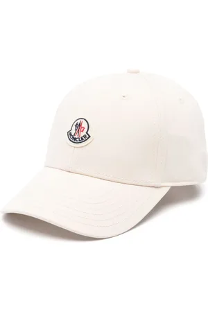Moncler Akcesoria, Kobieta, Biały, ONE SIZE, Białe Bawełniane Czapki z Regulowanym Zapięciem