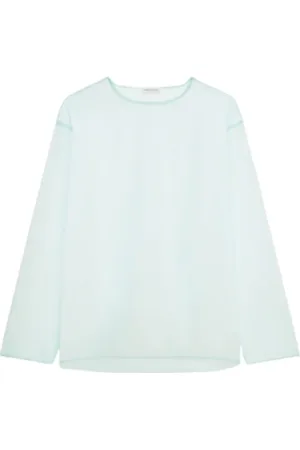 DRIES VAN NOTEN Bluzki, Kobieta, Niebieski, M, Poliester, Przezroczysty sweter z okrągłym dekoltem
