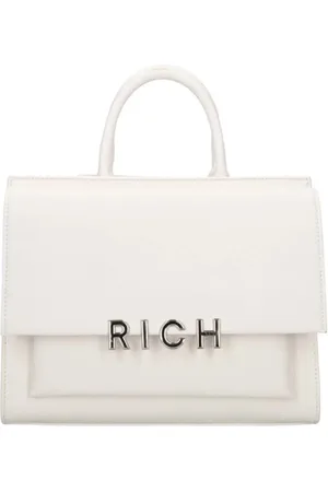 John Richmond Torebki, Kobieta, Biały, ONE SIZE, Biała Torebka z Srebrnymi Inicjałami Logo