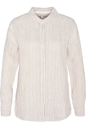 Barbour Bluzki, Kobieta, Beżowy, L, Beżowa lniana koszula Elegancki styl