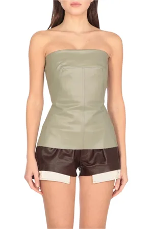 Rick Owens Koszulki, Kobieta, Zielony, XS, Len, Zielony Asymetryczny Top