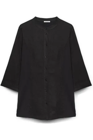 Fiorella rubino Bluzki, Kobieta, Czarny, 6XL, Bawełna, Koszula z lnu i dżerseju