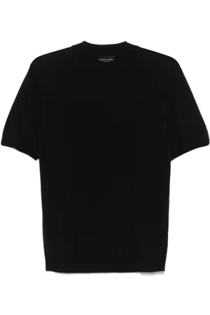 Roberto Collina Swetry, Mężczyzna, Czarny, 2XL, Czarny Sweter z Lnu z Dekoltem