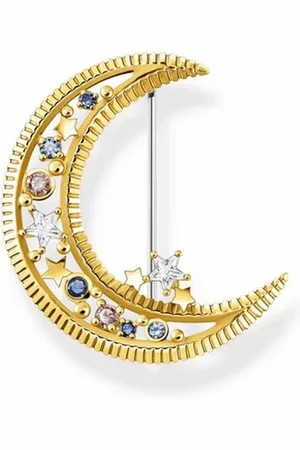 Thomas Sabo Akcesoria, Kobieta, Żółty, ONE SIZE, Broszka Półksiężyc Cyrkonia, Szpynel złoto, wielokolorowy X0283-959-7