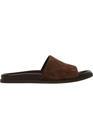 Gucci Buty, Mężczyzna, brązowy, 43 EU, Brązowe Sandały z Klamrą