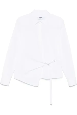 Msgm Bluzki, Kobieta, Biały, M, Luźna Bawełniana Koszula Męska