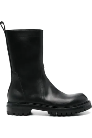 Rick Owens Buty, Mężczyzna, Czarny, 45 EU, Czarne Buty z Bocznym Zamkiem i Podeszwą