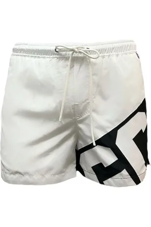 GCDS Stroje kąpielowe, Mężczyzna, Biały, XS, Poliester, Białe Szorty Boxer z Logo i Kieszeniami