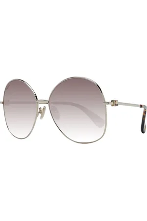 Max Mara Akcesoria, Kobieta, Żółty, ONE SIZE, Złote Okulary Przeciwsłoneczne Dla Kobiet Styl Okrągły