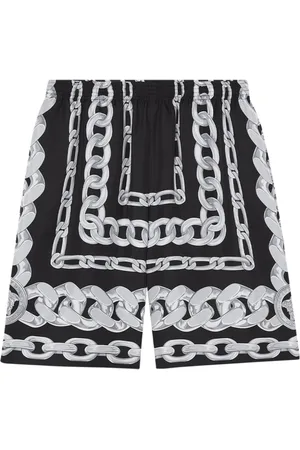 VERSACE Szorty, Mężczyzna, Czarny, L, Czarne i Srebrne Szorty Jedwabne