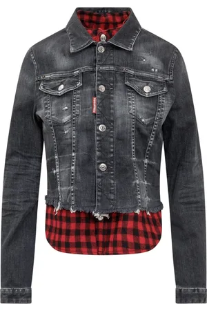 Dsquared2 Kurtki, Kobieta, Czarny, S, Koszula W Kratę Kurtka