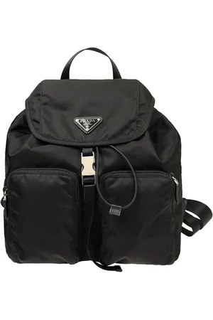 Prada Torebki, Kobieta, Czarny, ONE SIZE, Nylon, Plecak Nylonowy z Metalowym Logo