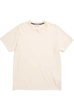 Norse projects Koszulki, Mężczyzna, Beżowy, L, Casualowa bawełniana koszulka z metalowym logo