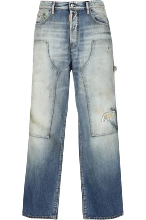 Dsquared2 Jeansy, Mężczyzna, Niebieski, S, Klasyczne Niebieskie Slim-Fit Jeansyy z Przetartymi Szczegółami