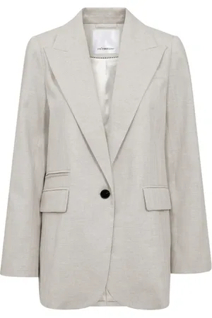 Co`Couture Kurtki, Kobieta, Szary, S, Lisacc Linen Single Blazer w kolorze Bone