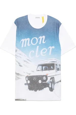 Moncler Koszulki, Mężczyzna, Wielobarwność, M, Biała T-shirt z okrągłym dekoltem i krótkim rękawem