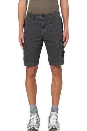 Stone Island Szorty, Mężczyzna, Czarny, W34, Szorty Cargo z Kieszeniami