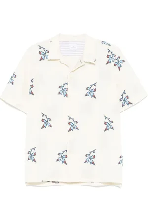 Paul Smith Koszule, Mężczyzna, Beżowy, XL, Biała koszula z kubańskim kołnierzem