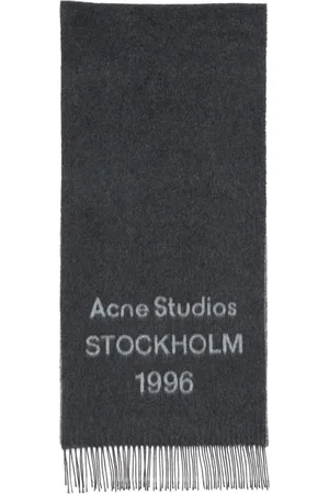 Acne Studios Akcesoria, unisex, Czarny, ONE SIZE, Wełna, Czarny Wełniany Szal Frędzle Wzór Dzianina