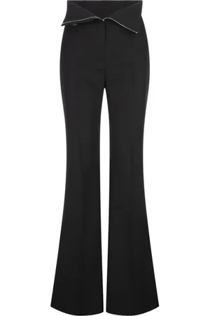 Alexander McQueen Spodnie, Kobieta, Czarny, XS, Czarne spodnie krawieckie z podwiniętym pasem