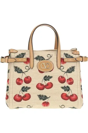 VALENTINO GARAVANI Torebki, Kobieta, Beżowy, ONE SIZE, Len, Torba Cherryfic z dżakardu