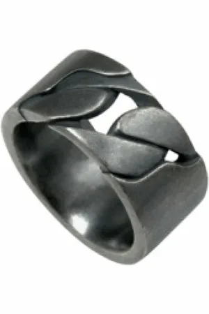 CAÏ Akcesoria, Mężczyzna, Czarny, 64 MM, Len, Czarno Utleniony Pierścień ze Srebra Próby 925
