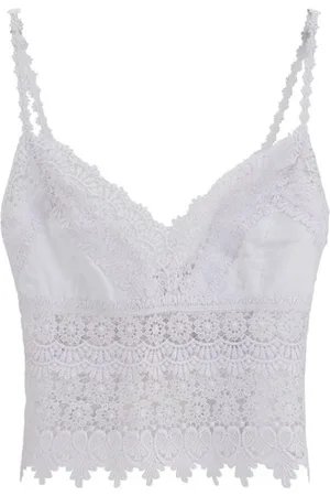 CHARO RUIZ IBIZA Koszulki, Kobieta, Biały, M, Elegancki Top z Koronką