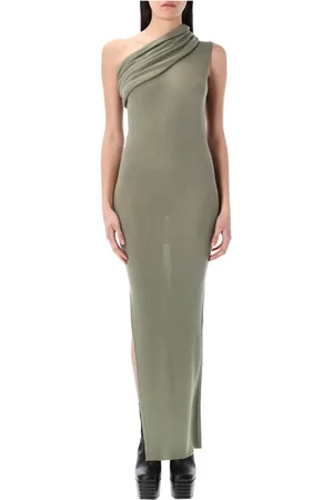 Rick Owens Sukienki, Kobieta, Zielony, S, Asymetryczna Sukienka Jedno-Ramienna Celadon