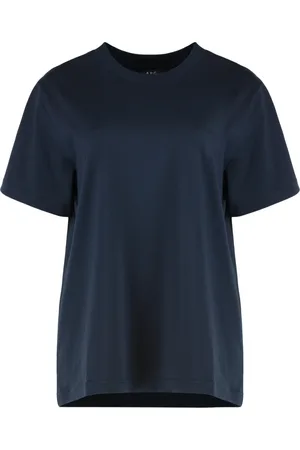 A.P.C. Koszulki, Kobieta, Niebieski, XS, Haftowany Bawełniany T-shirt z okrągłym dekoltem