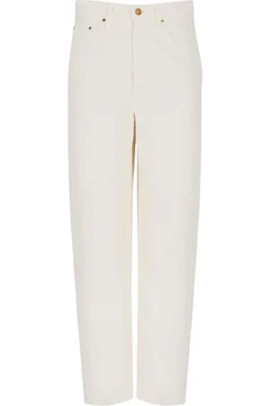 Mother Jeansy, Kobieta, Beżowy, W28, Elegant Ivory Straight-Leg Jeansy